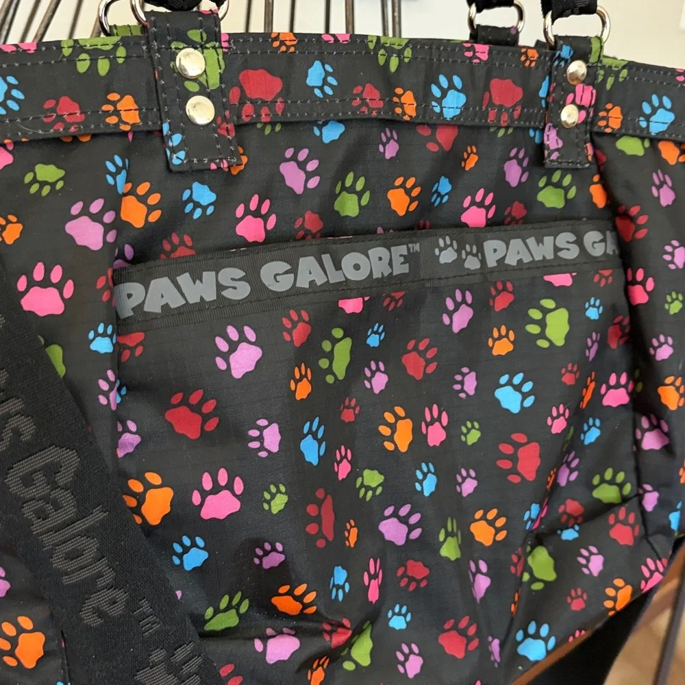 NEW Paws Galore Many Pocketed Multi Functional Nylon Paw Prints Bag Crossbody